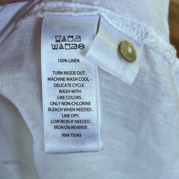 Tahari Women's White 100% Linen Button Down Top Size M - Picture 5 of 5